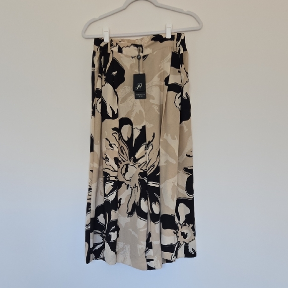 Adrianna Papell Beige Floral Wide Leg Pleated Front Flowy Pants NWT | 8 - Picture 2 of 8